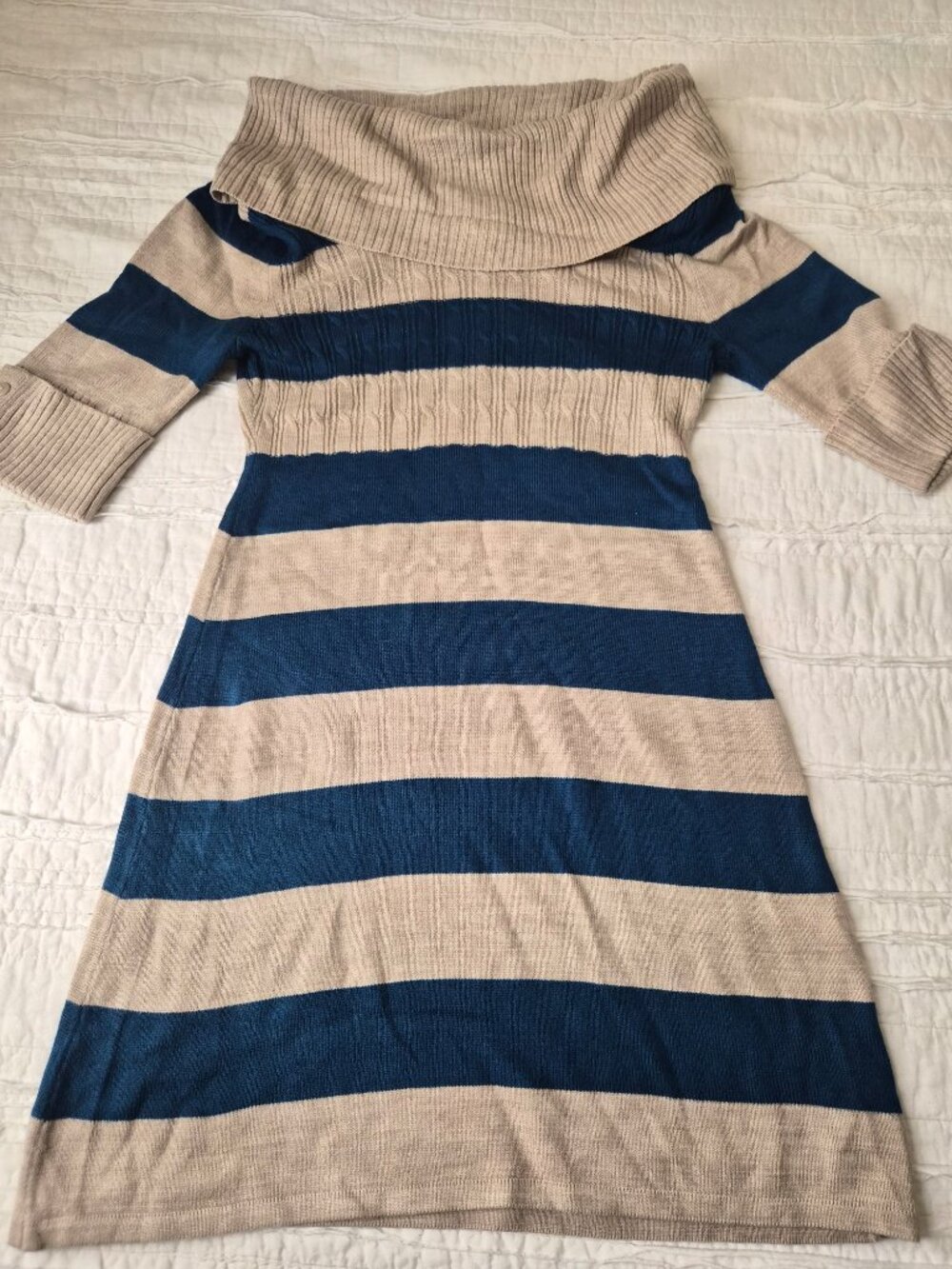 Windsor Striped Cowl Neck Sweater Dress S